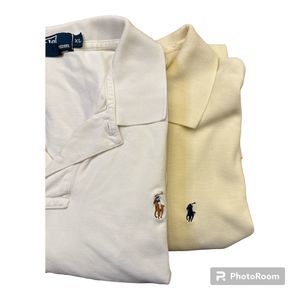 Polo Ralph Lauren Vintage Mens Polo Shirt Bundle Size XL White & Light Yellow